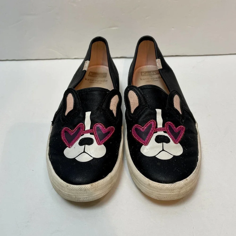 Keds for‎ Kate Spade Shoes Kids 3M Dog Heart Sunglasses Glitter Slip On Casual